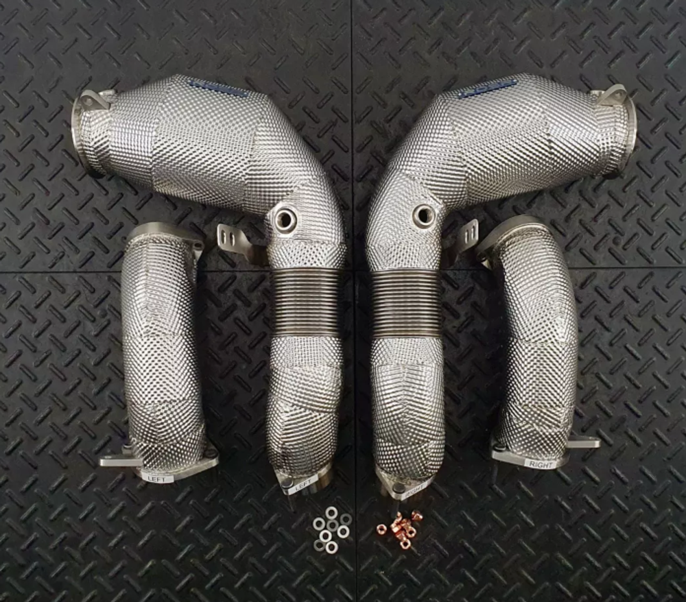 RedStar Exhaust Приемные трубы (Downpipes) спорт-кат HJS HD 130мм с термозащитой BMW XM G09 RS.XM.DP.HJS