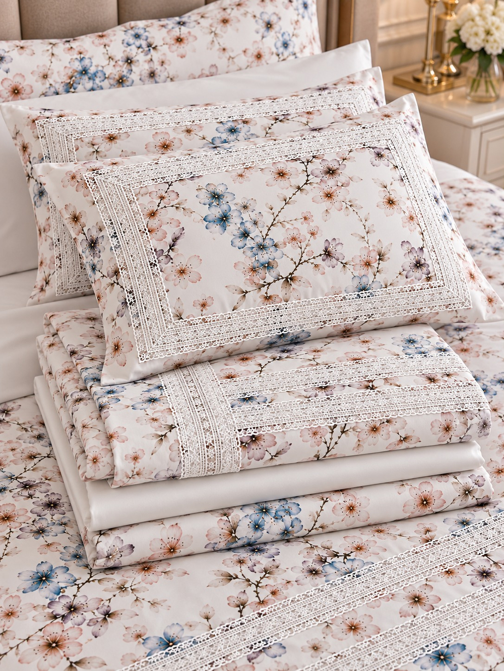 Gelin Home КПБ 6 пр. EBRU синий цвет пододеяльник 200*220, простынь 240*260, наволочки 50*70 2шт, декоративные наволочки 50*70 2шт GLNN546 — фото 5