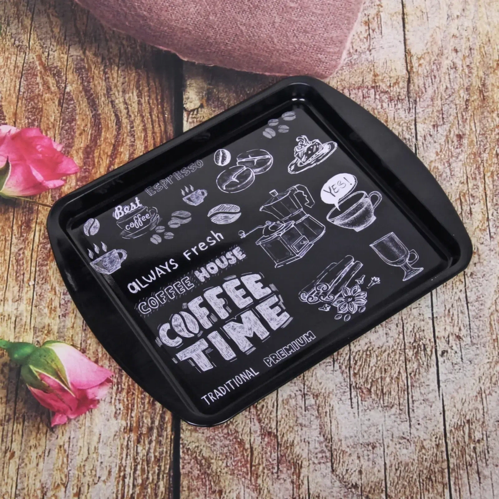 Поднос жестяной «Coffee time» 24,5*19,5см, черный