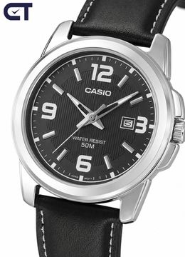 Casio MTP-1314L-8A Standard часы наручные мужские — модель с графитовым циферблатом и кожаным ремешком