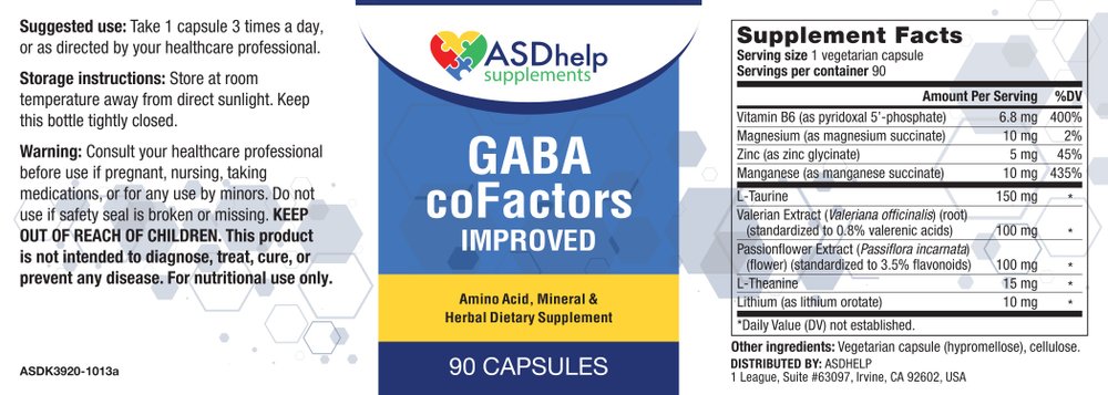GABA coFactors IMPROVED 90 cap — этикетка (Supplement Facts)