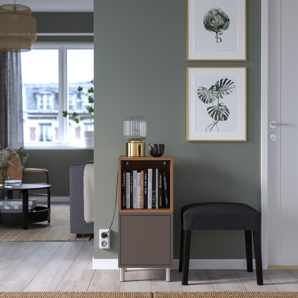 IKEA EKET  (ИКЕА ЕКЕТ)  -  Комбинация шкафов на ножках - тёмно-серый/орех 35x35x80 см