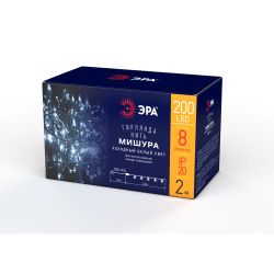 Светодиодная новогодняя гирлянда ЭРА ENIN - WC мишура 3,9 м белый провод холодный свет | Гирлянды