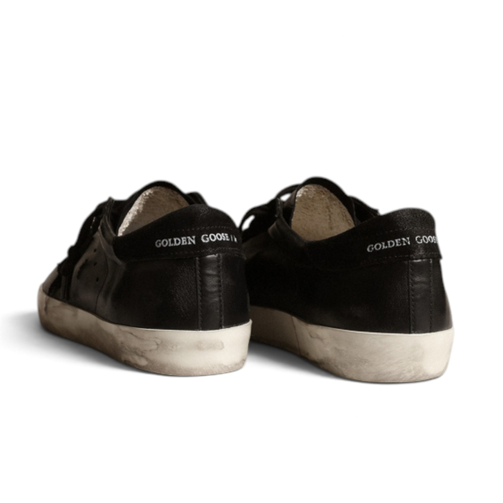 Men's Super-Star in black nappa with black suede star and heel tab