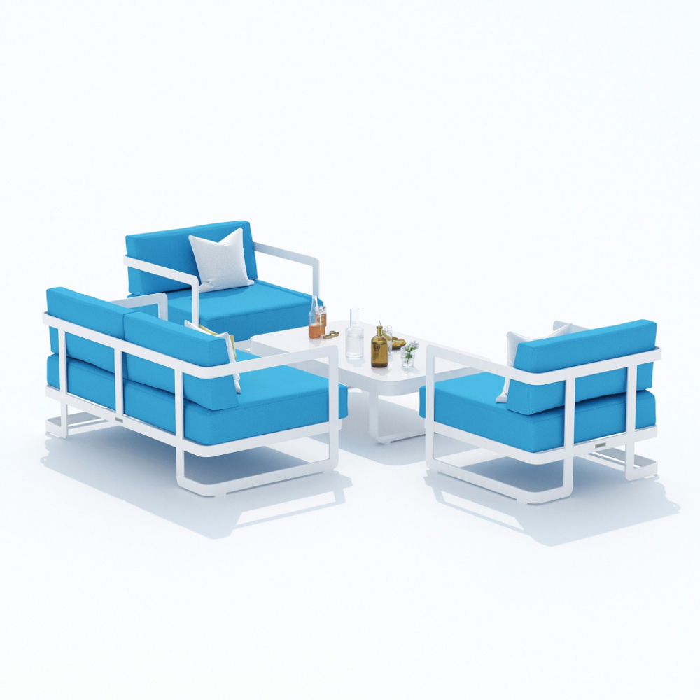 Лаунж зона Ideal Patio СИЛЕНА голубая - белый каркас