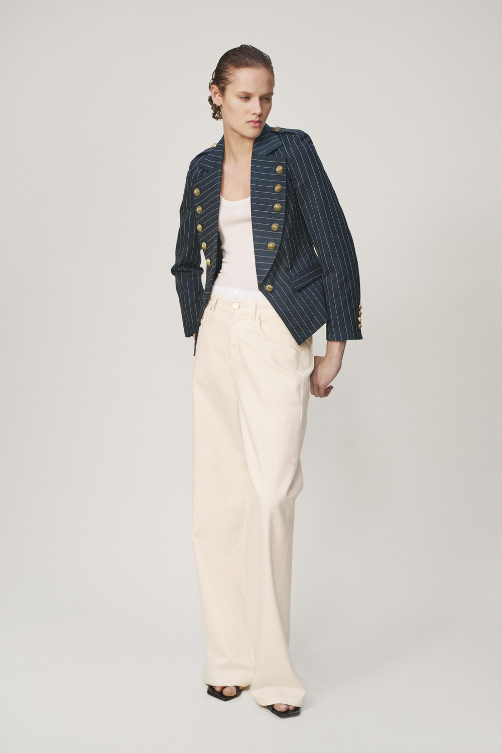 ZARA БЛЕЙЗЕР В ТОНКУЮ ПОЛОСКУ — THE ITEM, СИНИЙ