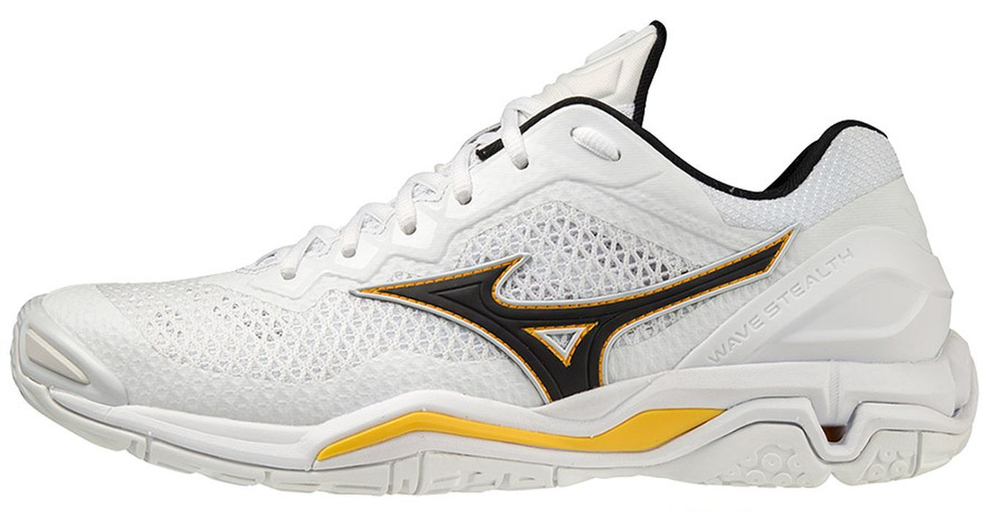 Мужские кроссовки для бадминтона/сквоша Mizuno Wave Stealth V - white/black/lemon chrome