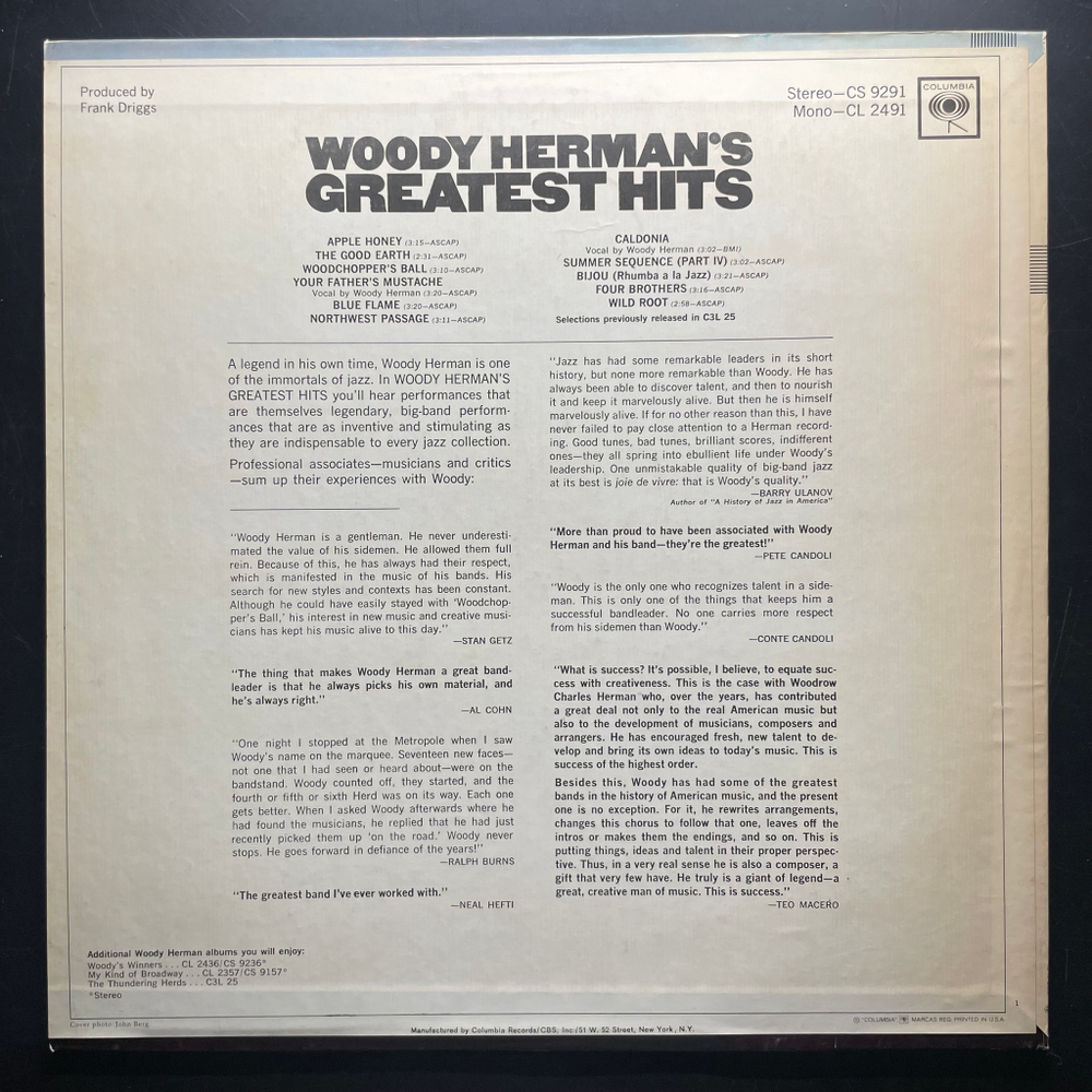 Woody Herman ‎– Woody Herman's Greatest Hits (США)