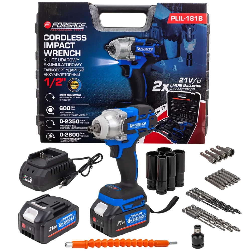 Гайковерт ударный аккумуляторный 1/2'' Forsage F-PLIL-181B