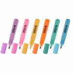 Набор текстовыделителей 6 ПАСТЕЛЬНЫХ ЦВЕТОВ, АССОРТИ, STAFF College "STICK PASTEL", линия письма 1-4 мм, скошенный наконечник, 152532