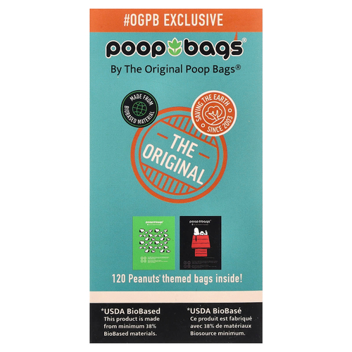 Original Poop Bags, Peanuts®, апельсин, 8 рулонов, 15 пакетиков в каждом
