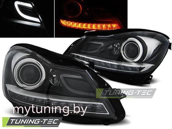 Передние фары Mercedes C W204 black