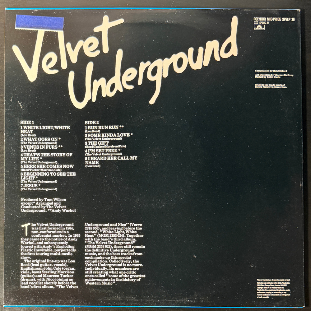 The Velvet Underground ‎– The Velvet Underground (Англия 1986г.) Т