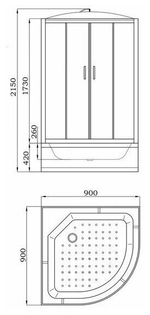Душевая кабинка PARLY ET921 90см*90см*215см высокий поддон 42см, жемчужные стекла ET921