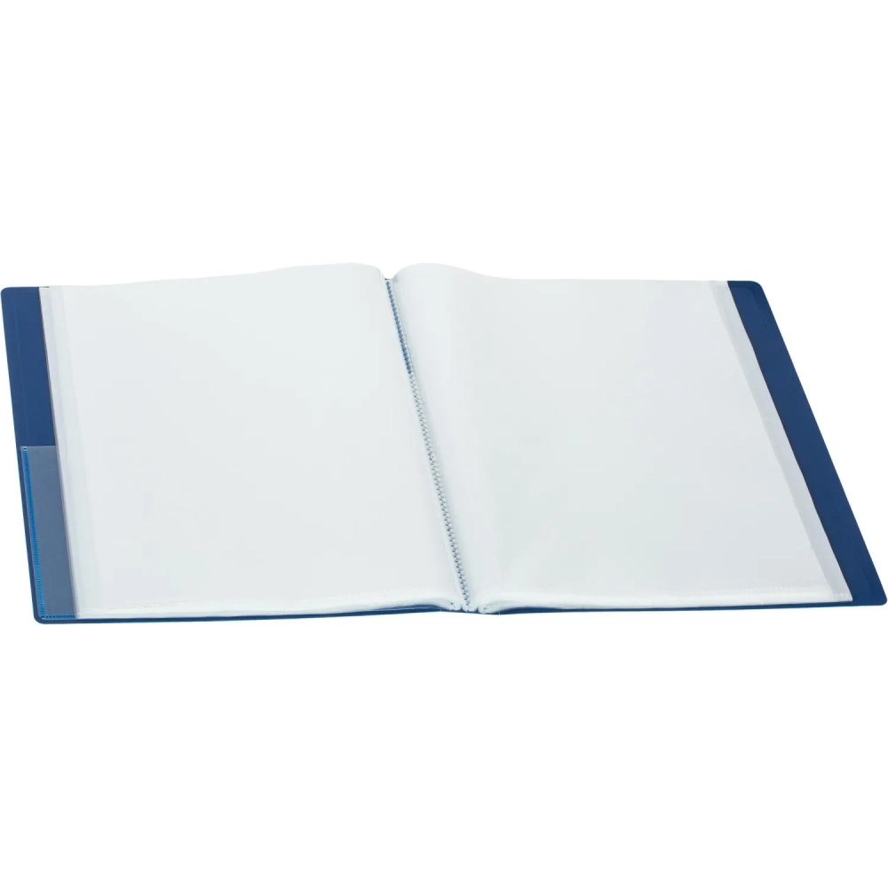 Папка файловая на 100 файлов Комус Шелк A4 35 мм синяя (толщина обложки 0.9 мм)
