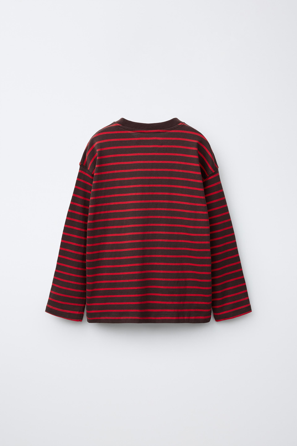 ZARA ФУТБОЛКА С ПРИНТОМ В ПОЛОСКУ, МЯГКИЙ КРАСНЫЙ
