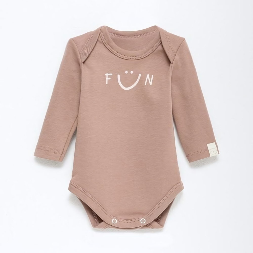 Боди с дл. рукавом "Fun" р.68-74 см, бежевый 9539126 (Крошка Я)