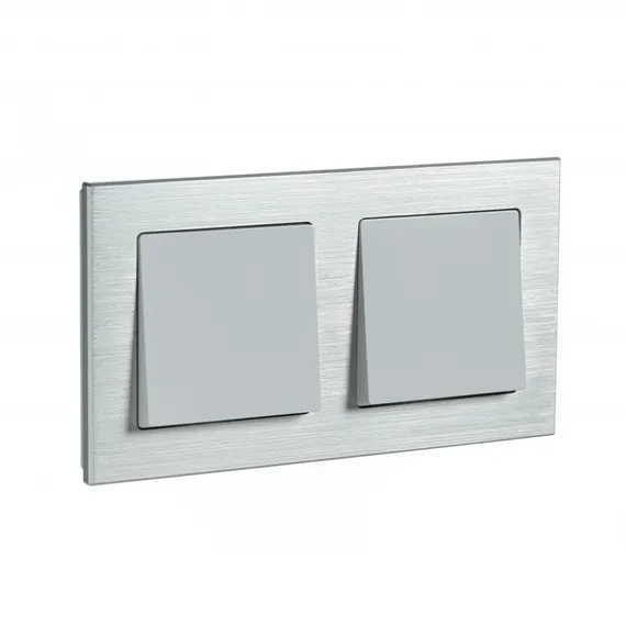 Рамка металлическая на 2 поста Systeme Electric AtlasDesign Nature Серебро ATN312102