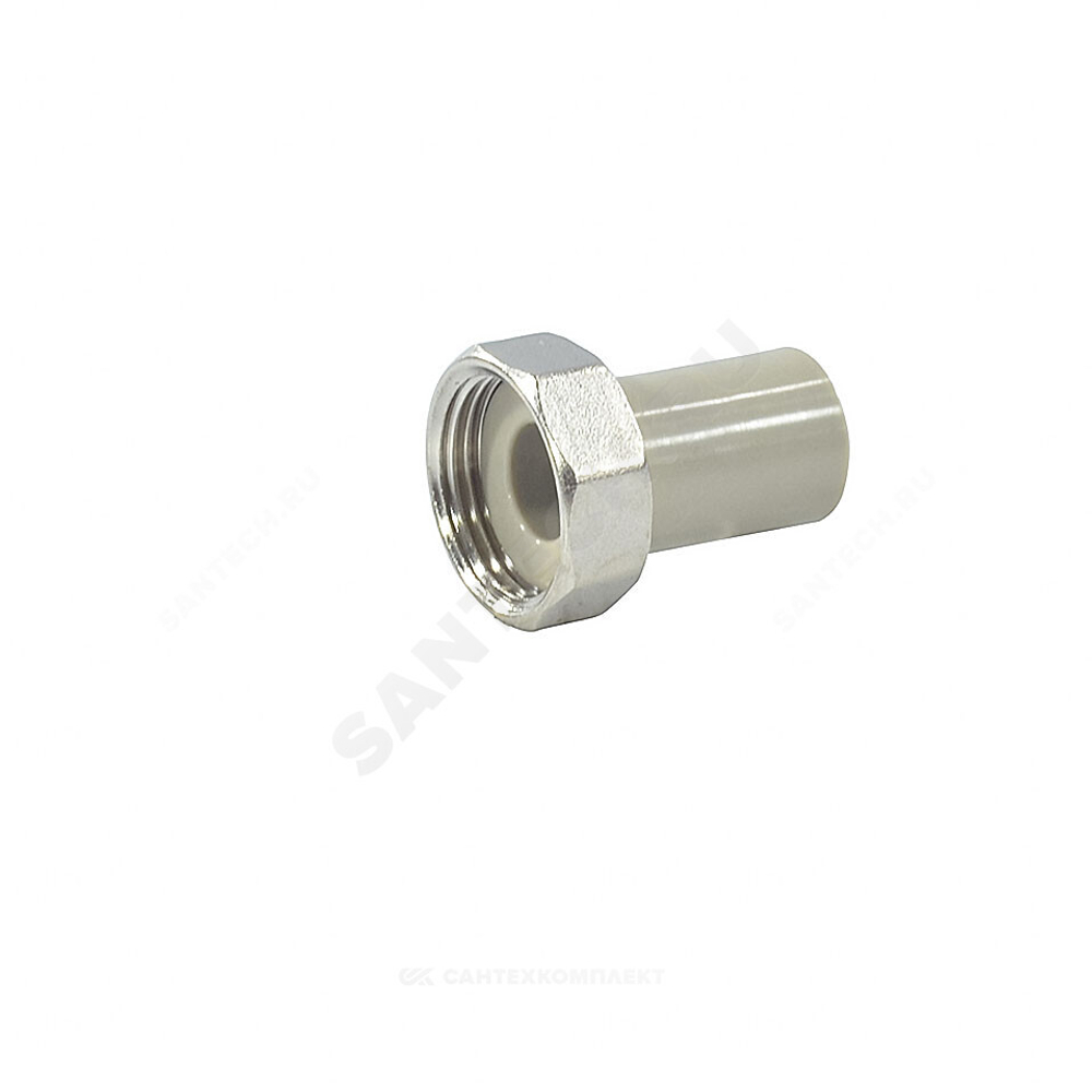 Штуцер PP-R комбинированный серый Дн 25х1" с накидной гайкой VALFEX 10135025Г