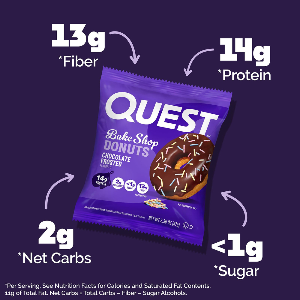 Quest Nutrition, Bake Shop Donuts, пончики для выпечки, в шоколадной глазури, 9 пончиков по 67 г (2,36 унции)
