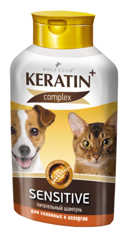 KERATIN+ Sensitive Шампунь питательный для для кошек и собак склонных к аллергии, 400 мл