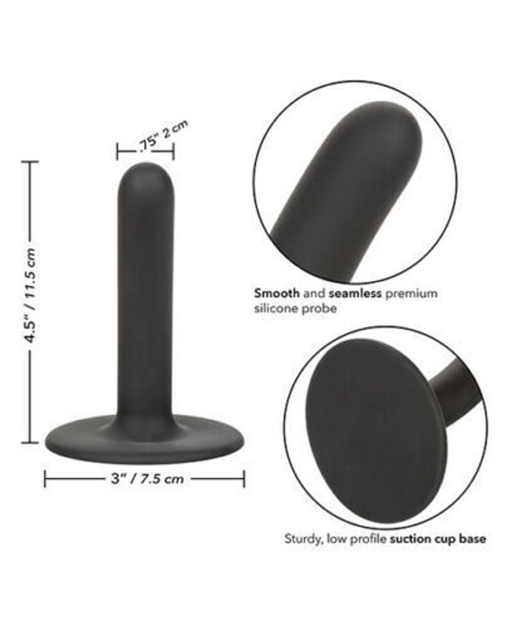 Черный анальный стимулятор Boundless 4.5” Slim Probe - 11,5 см. (Цвет: черный)