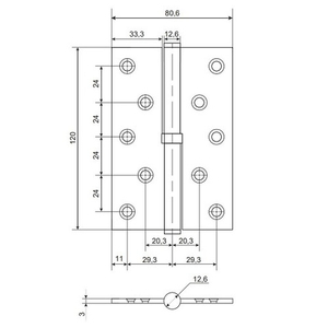 Петля дверная APECS 120x80-B Steel CRS L сатин.хром левая (1шт)