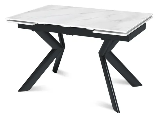 Стол "БРИДЖ" 120-180 керамика Snow Mountain Stone мат., опора черный муар
