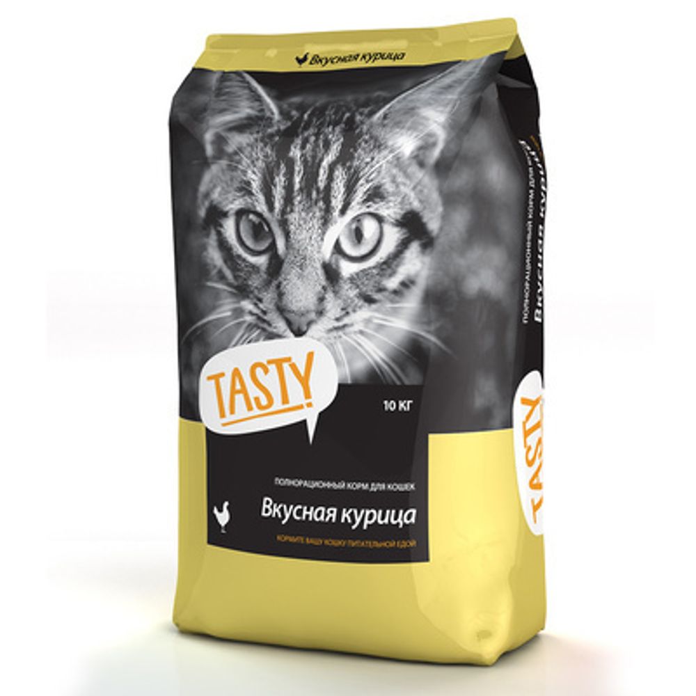 Сухой корм Tasty для кошек, с курицей, 10 кг Сухой корм Tasty для кошек, с курицей, 10 кг