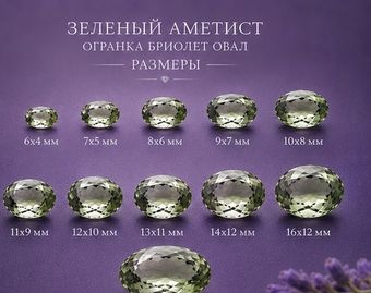Зеленый Аметист Огранка бриолет Овал