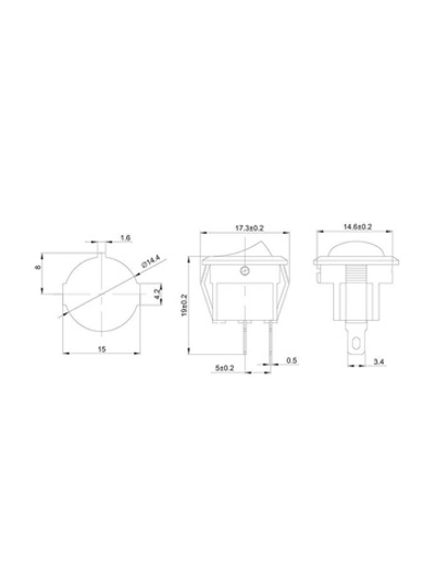Выключатель клавишный 250В 3А (2с) ON-OFF круглый черн. Micro (RWB-105; SC-214) Rexant 36-2510