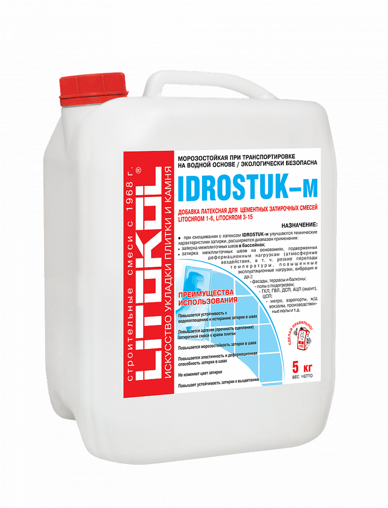 Латексная добавка для затирки  IDROSTUK - м 5 кг, Litokol