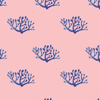 Buy fabric simple watercolor twigs blue pink