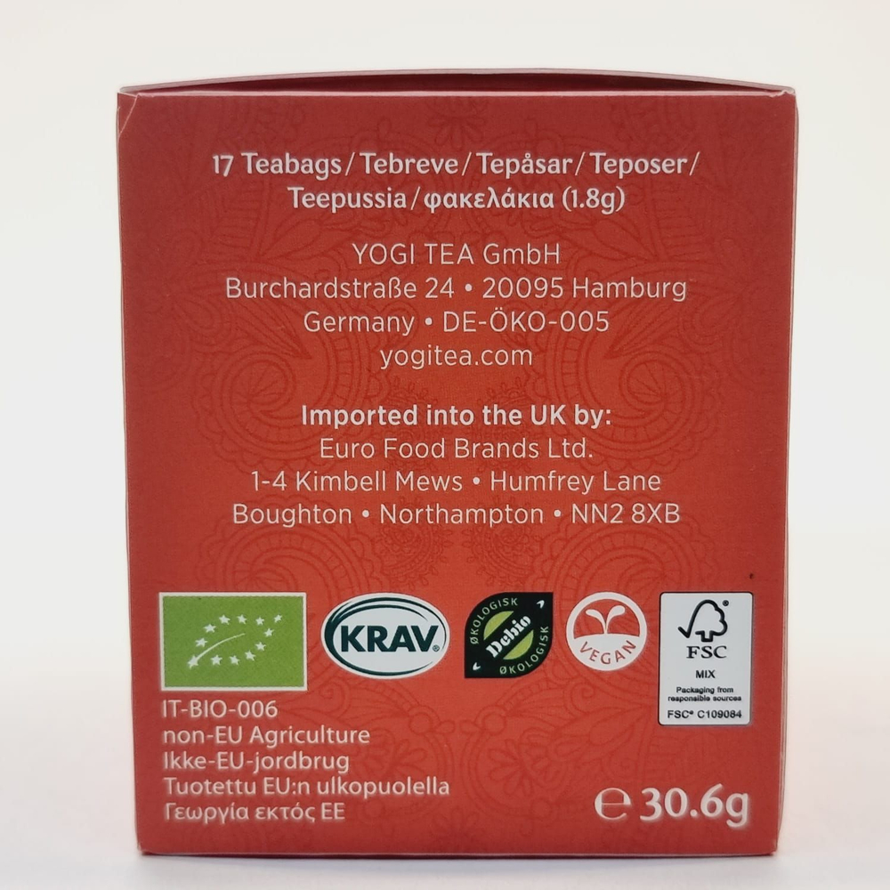 Чай Yogi Tea "Bedtime Rooibos Vanilla" без кофеина 17 пакетиков 30.6 г (из Финляндии)