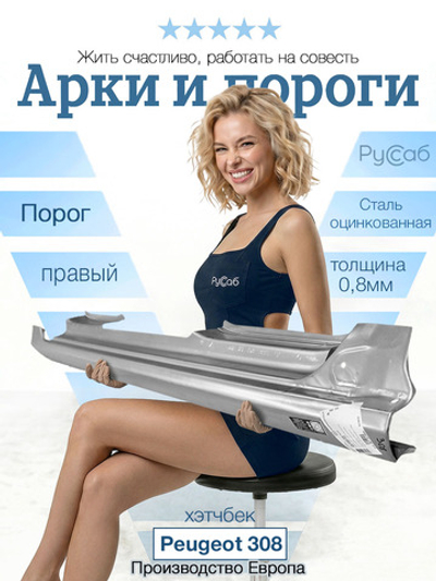 Порог правый Peugeot 308 2007-2013 (Klokkerholm) хэтчбек