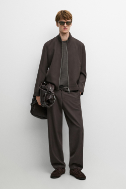 Massimo Dutti Куртка из 100% высококачественной шерсти, коричневый