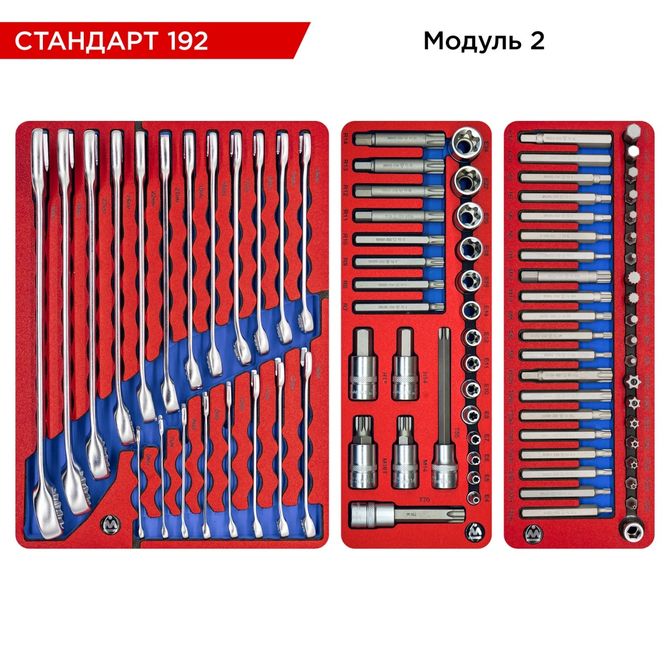 МАСТАК (52-05192G) Набор инструментов 192 предмета, "СТАНДАРТ 192", в серой тележке