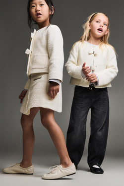 ZARA ФАКТУРНЫЙ ЖАКЕТ С БАНТАМИ, ЭКРЮ