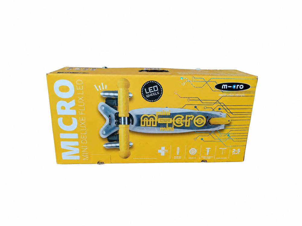 Самокат Mini Micro Deluxe Flux LED неоновый желтый дисконт