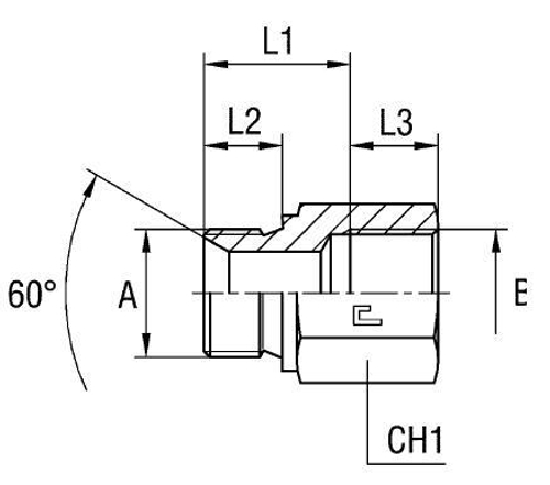 Соединение PF BSP 1/2 - BSP 1/2 L36