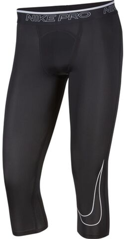 Мужские теннисные штаны Nike Pro Dri-Fit 3QT Tight M - black/white