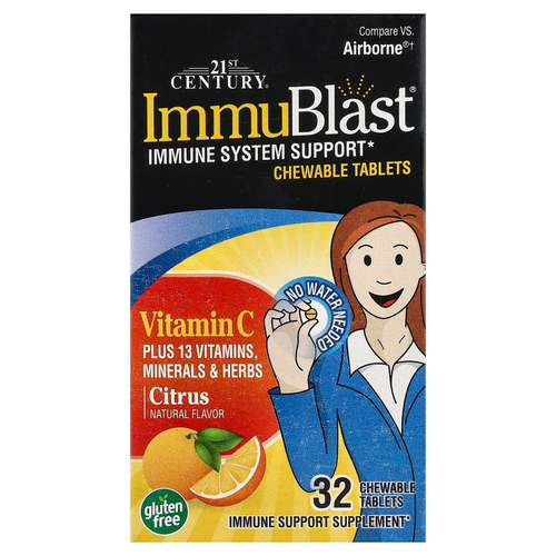 21st Century, ImmuBlast®, витамин C, цитрус, 32 жевательные таблетки