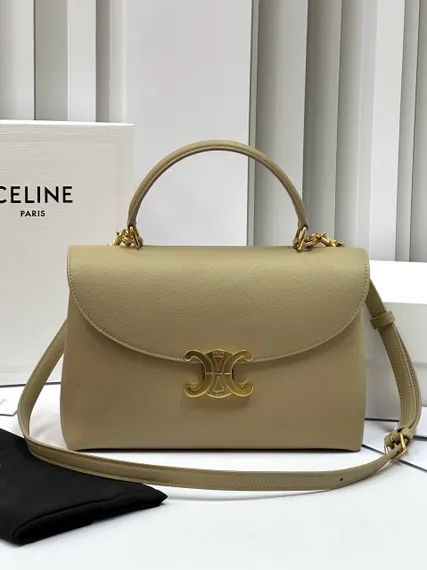 Сумки CELINE MEDIUM NINO из блестящей телячьей кожи бежевый