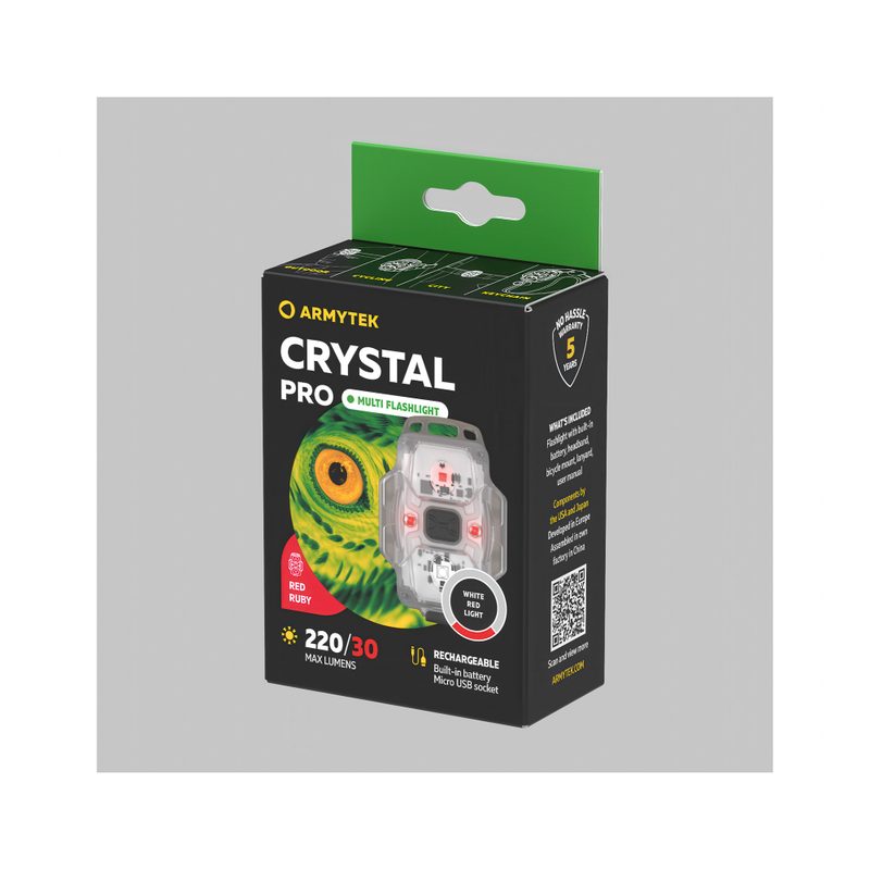 Мультифонарь Armytek Crystal Pro Grey — прочный, компактный корпус с защитой от воды и пыли (IP67).