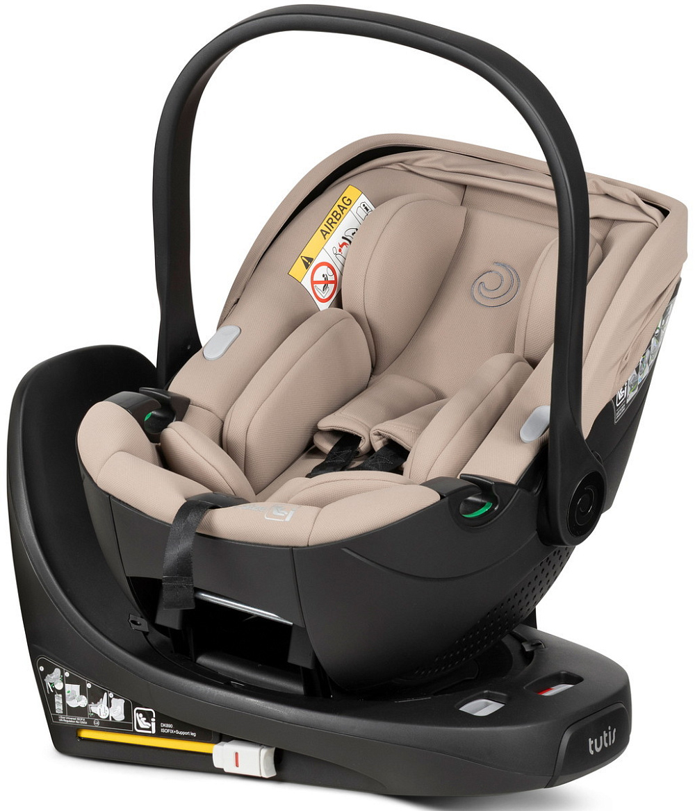 Детская коляска Tutis Mio 3 Plus Leather New 4 в 1 с автокреслом Beno Beige и базой 1622025 Olive