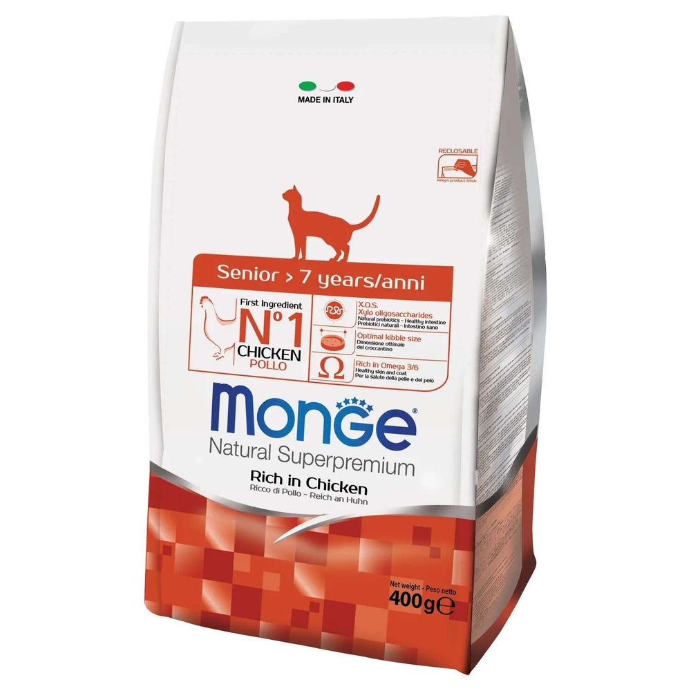 Сухой корм Monge Senior для кошек в возрасте, курица, 400 г