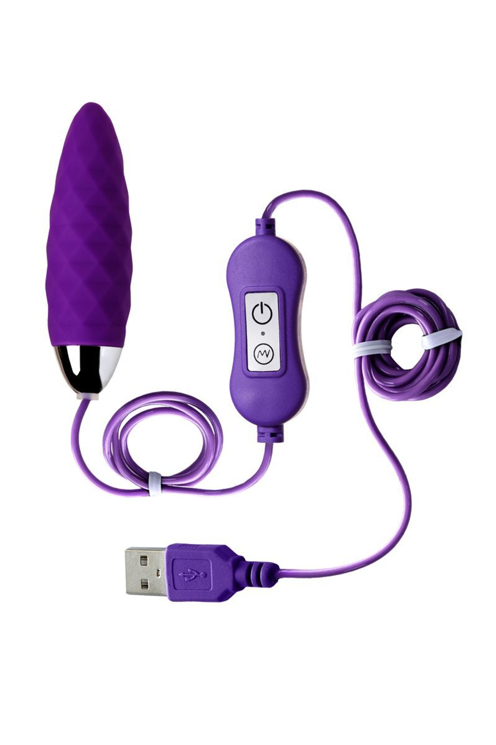 Фиолетовое узенькое виброяйцо с пультом управления A-Toys Cony, работающее от USB (Цвет: фиолетовый)