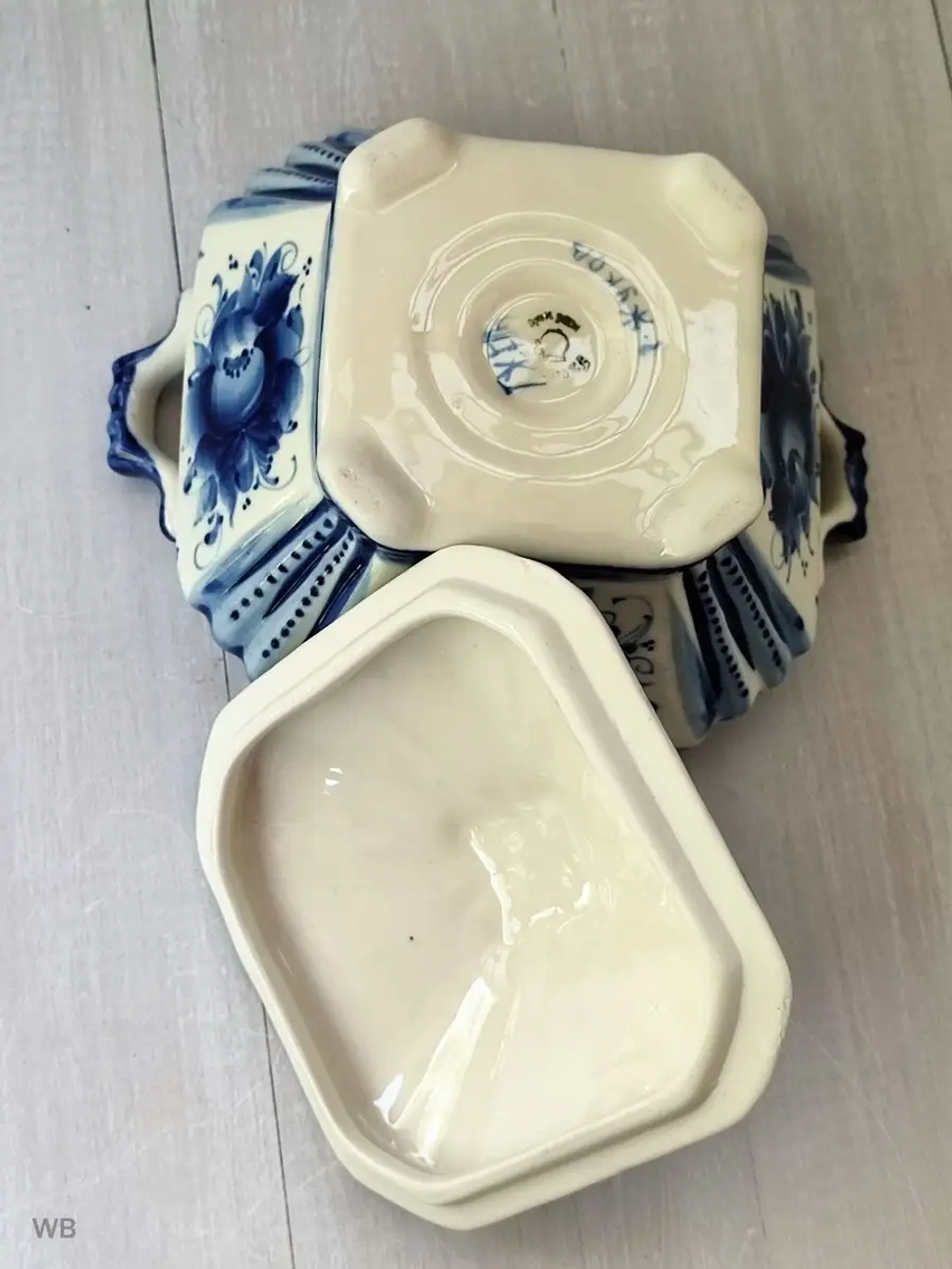 Сахарница солонка фарфор Гжель