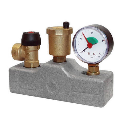 Группа безопасности котла STOUT - 1" (до 50 кВт, PN3, Tmax 110°C, в теплоизоляции)