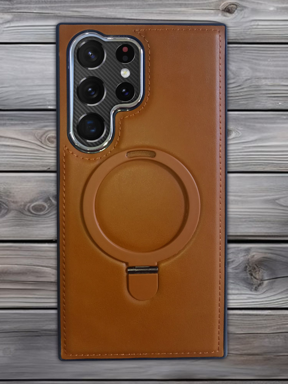 Business style чехол из кожи для SAMSUNG GALAXY S21 ULTRA с кольцом-подставкой и бархатной подкладкой